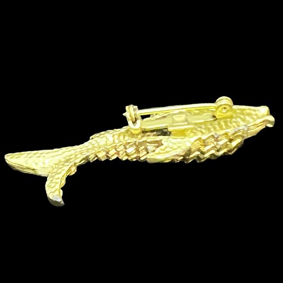 Vintage Gold Tone And Aurora Borealis Rhinestones Koi Fish Brooch ( 3361) - Picture 5 of 5